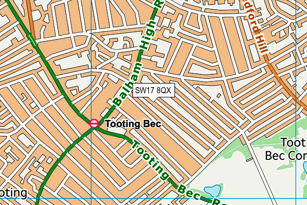 SW17 8QX map - OS VectorMap District (Ordnance Survey)