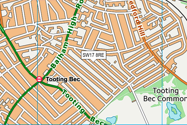 SW17 8RE map - OS VectorMap District (Ordnance Survey)