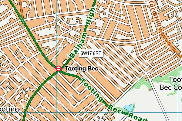 SW17 8RT map - OS VectorMap District (Ordnance Survey)