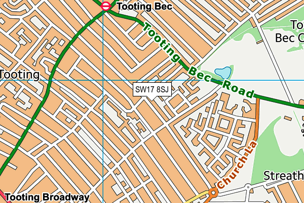 SW17 8SJ map - OS VectorMap District (Ordnance Survey)