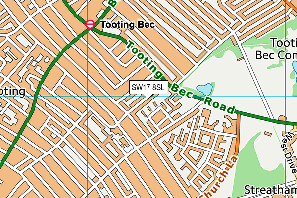 SW17 8SL map - OS VectorMap District (Ordnance Survey)