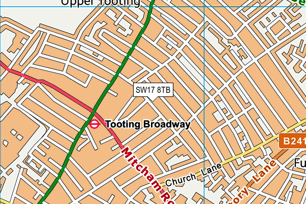 SW17 8TB map - OS VectorMap District (Ordnance Survey)