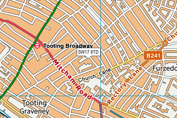 SW17 8TD map - OS VectorMap District (Ordnance Survey)