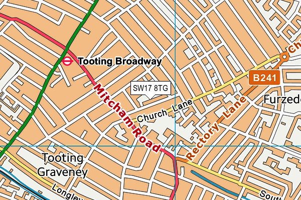 SW17 8TG map - OS VectorMap District (Ordnance Survey)