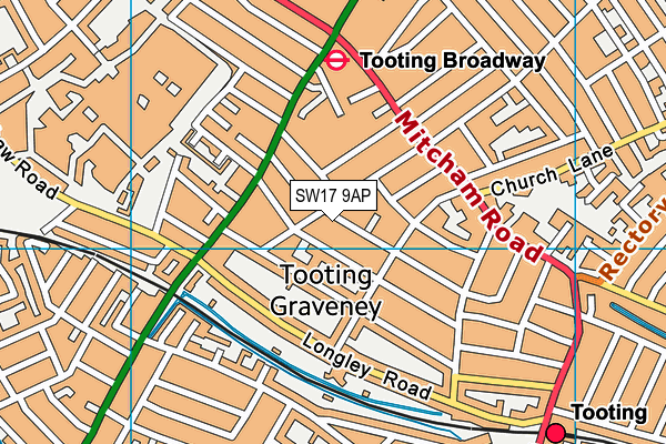 SW17 9AP map - OS VectorMap District (Ordnance Survey)