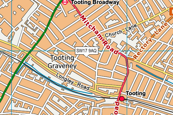 SW17 9AQ map - OS VectorMap District (Ordnance Survey)