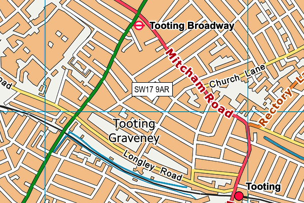 SW17 9AR map - OS VectorMap District (Ordnance Survey)