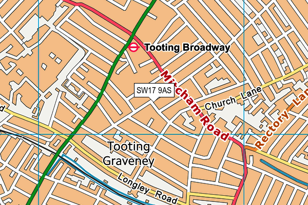 SW17 9AS map - OS VectorMap District (Ordnance Survey)