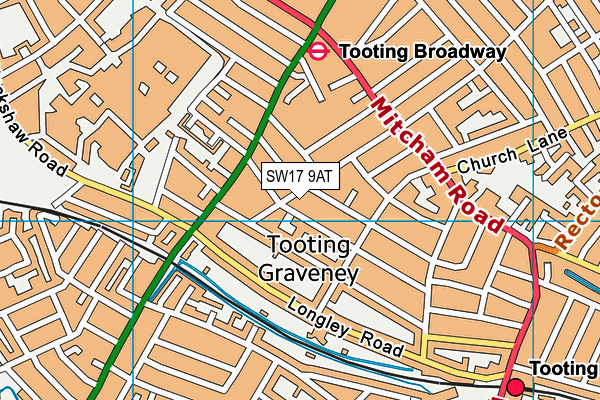 SW17 9AT map - OS VectorMap District (Ordnance Survey)