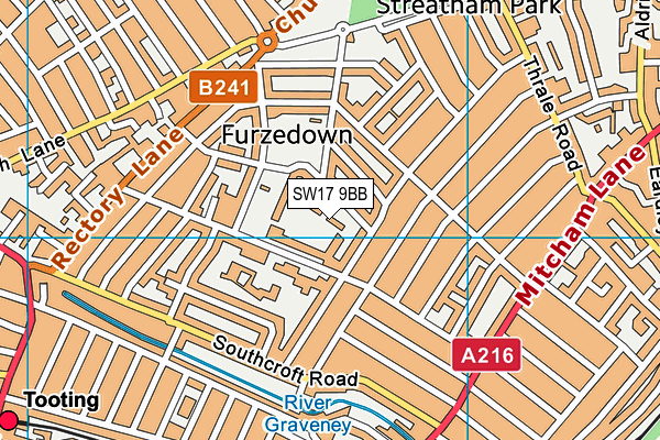 SW17 9BB map - OS VectorMap District (Ordnance Survey)