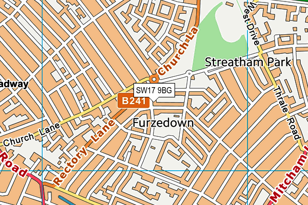 SW17 9BG map - OS VectorMap District (Ordnance Survey)