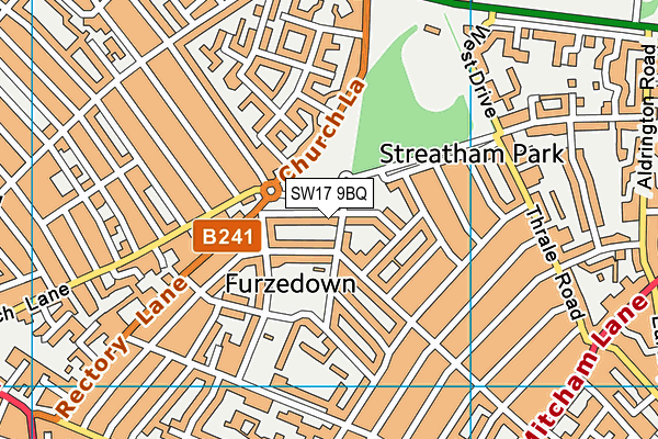 SW17 9BQ map - OS VectorMap District (Ordnance Survey)