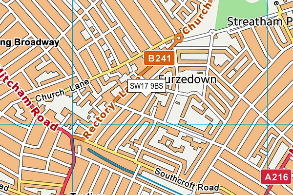 SW17 9BS map - OS VectorMap District (Ordnance Survey)