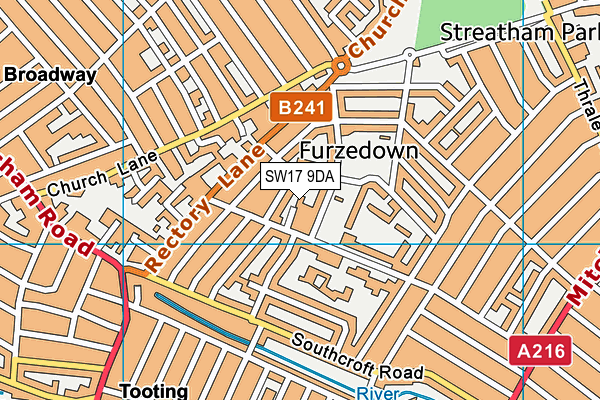 SW17 9DA map - OS VectorMap District (Ordnance Survey)