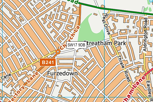 SW17 9DB map - OS VectorMap District (Ordnance Survey)