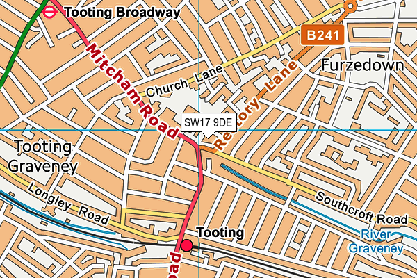 SW17 9DE map - OS VectorMap District (Ordnance Survey)