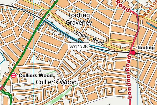 SW17 9DR map - OS VectorMap District (Ordnance Survey)