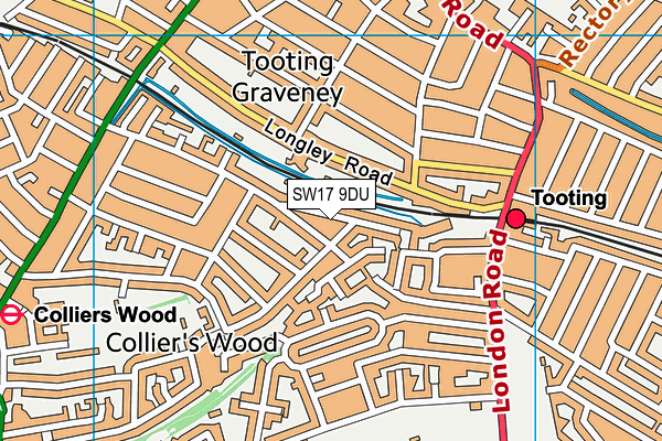 SW17 9DU map - OS VectorMap District (Ordnance Survey)
