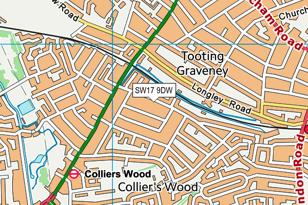 SW17 9DW map - OS VectorMap District (Ordnance Survey)