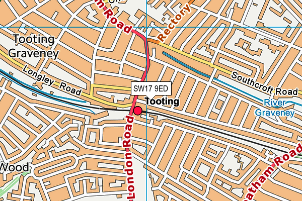 SW17 9ED map - OS VectorMap District (Ordnance Survey)