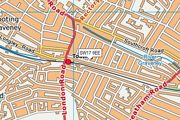 SW17 9EE map - OS VectorMap District (Ordnance Survey)