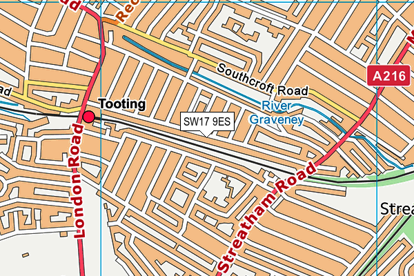 SW17 9ES map - OS VectorMap District (Ordnance Survey)