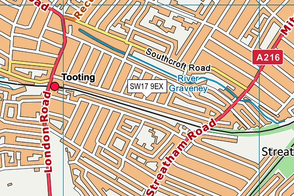 SW17 9EX map - OS VectorMap District (Ordnance Survey)