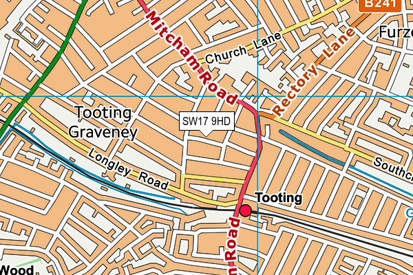 SW17 9HD map - OS VectorMap District (Ordnance Survey)