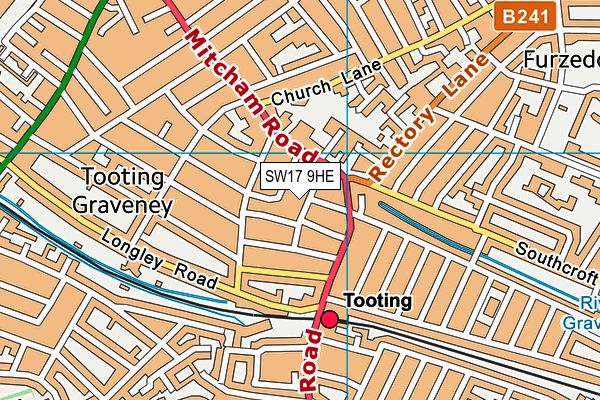 SW17 9HE map - OS VectorMap District (Ordnance Survey)