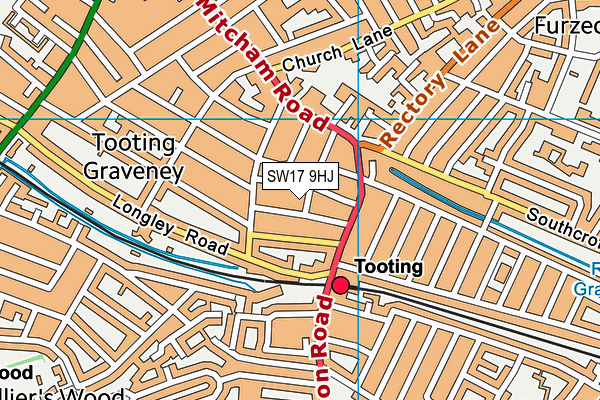 SW17 9HJ map - OS VectorMap District (Ordnance Survey)