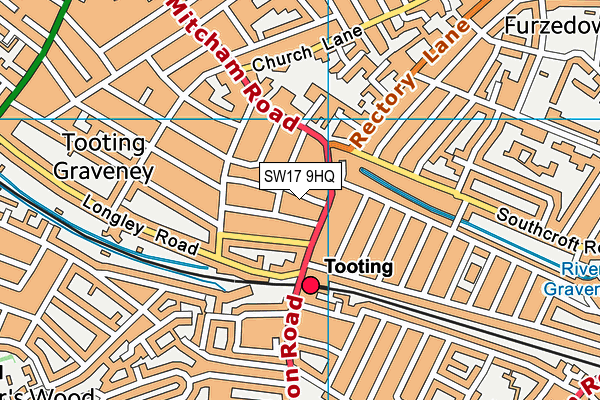 SW17 9HQ map - OS VectorMap District (Ordnance Survey)