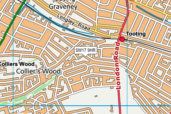 SW17 9HR map - OS VectorMap District (Ordnance Survey)