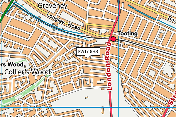 SW17 9HS map - OS VectorMap District (Ordnance Survey)