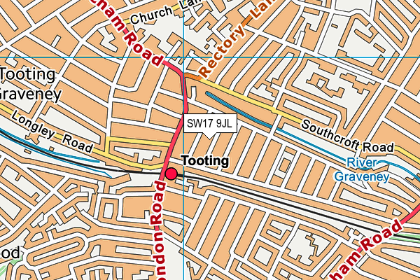 SW17 9JL map - OS VectorMap District (Ordnance Survey)