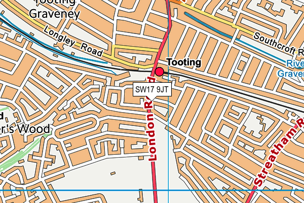 SW17 9JT map - OS VectorMap District (Ordnance Survey)
