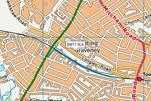 SW17 9LA map - OS VectorMap District (Ordnance Survey)