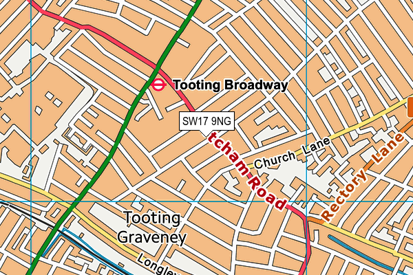 SW17 9NG map - OS VectorMap District (Ordnance Survey)