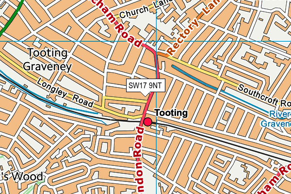 SW17 9NT map - OS VectorMap District (Ordnance Survey)