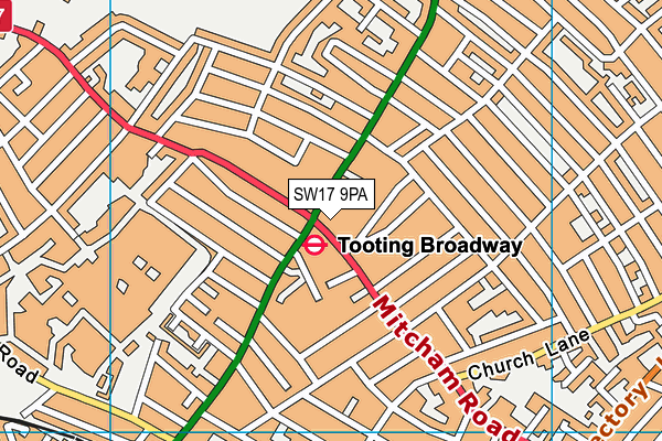 SW17 9PA map - OS VectorMap District (Ordnance Survey)