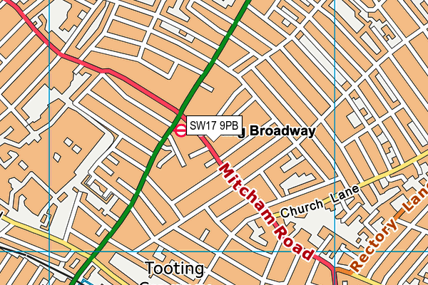 SW17 9PB map - OS VectorMap District (Ordnance Survey)