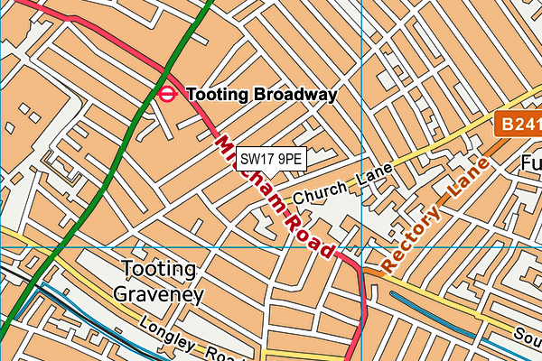 SW17 9PE map - OS VectorMap District (Ordnance Survey)