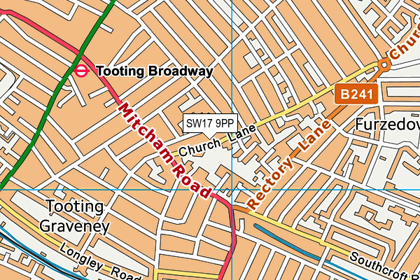 SW17 9PP map - OS VectorMap District (Ordnance Survey)