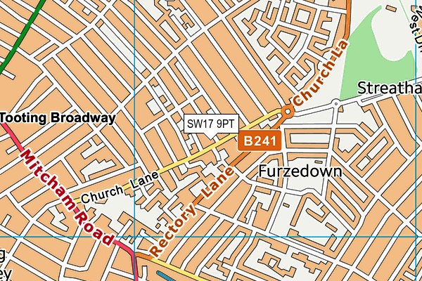 SW17 9PT map - OS VectorMap District (Ordnance Survey)