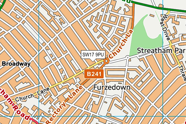 SW17 9PU map - OS VectorMap District (Ordnance Survey)