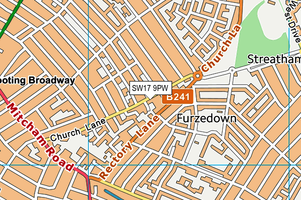 SW17 9PW map - OS VectorMap District (Ordnance Survey)