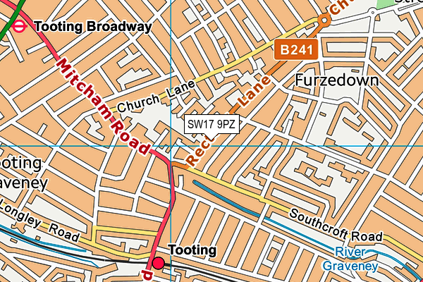 SW17 9PZ map - OS VectorMap District (Ordnance Survey)