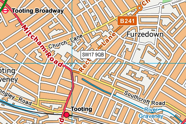 SW17 9QB map - OS VectorMap District (Ordnance Survey)