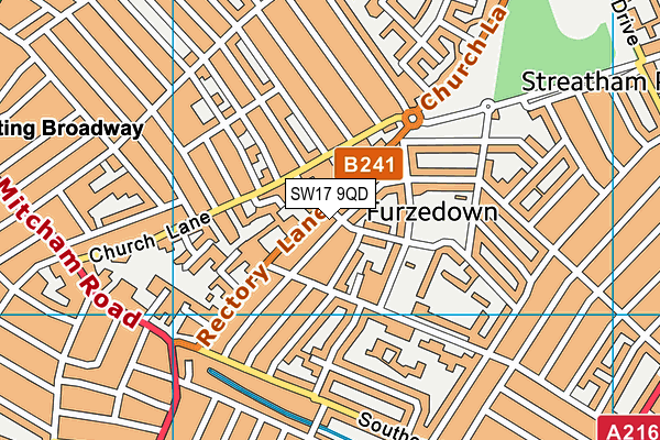 SW17 9QD map - OS VectorMap District (Ordnance Survey)