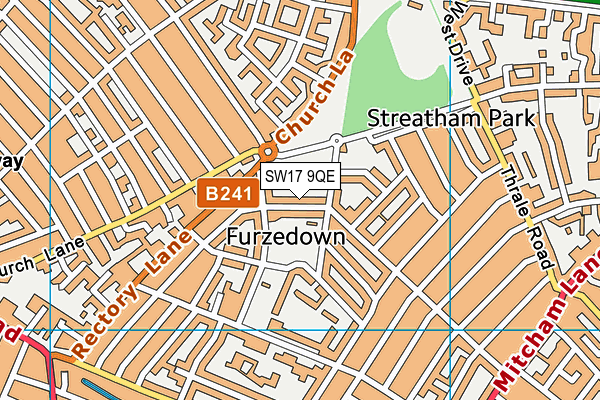 SW17 9QE map - OS VectorMap District (Ordnance Survey)