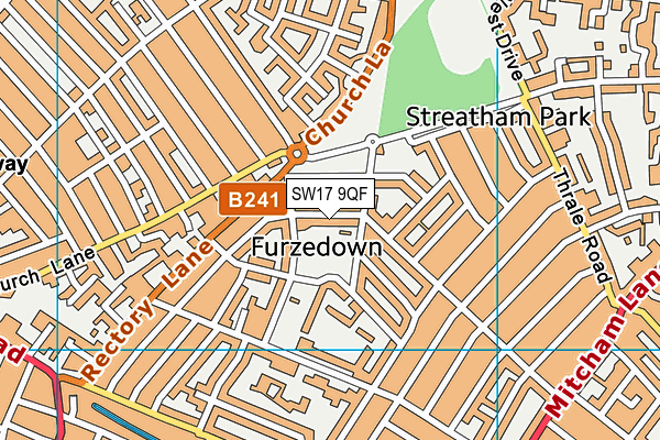 SW17 9QF map - OS VectorMap District (Ordnance Survey)